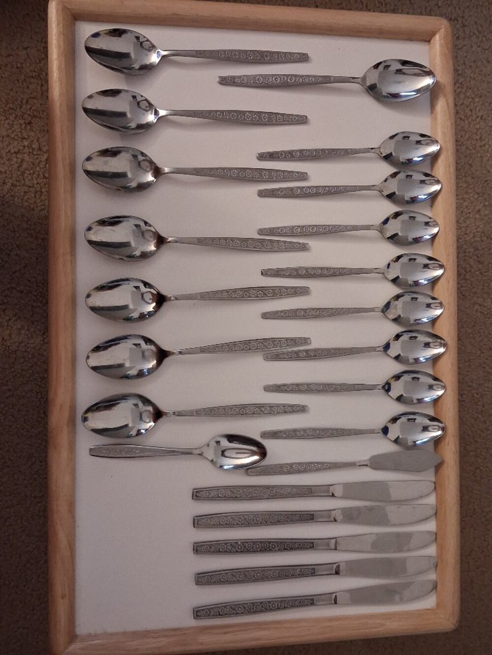 Vintage 1974 Sears Roebuck ANNEKA Flatware Set Stainless Korea Lot Of 23